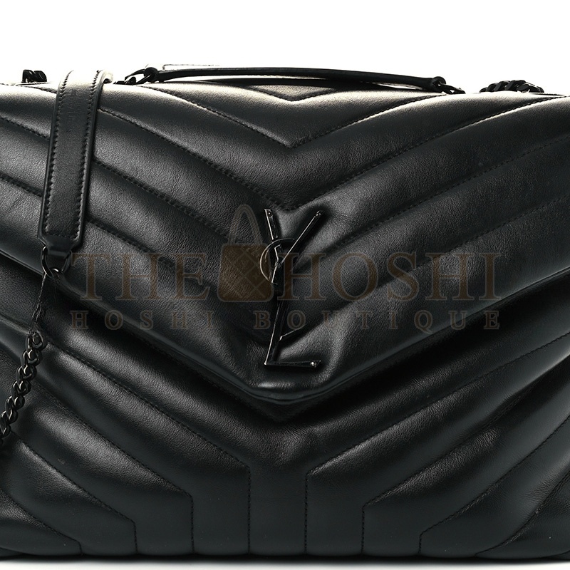 Y51 CALFSKIN Y QUILTED MONOGRAM MEDIUM LOULOU CHAIN SATCHEL BLACK (32*22*11cm) Master Quality